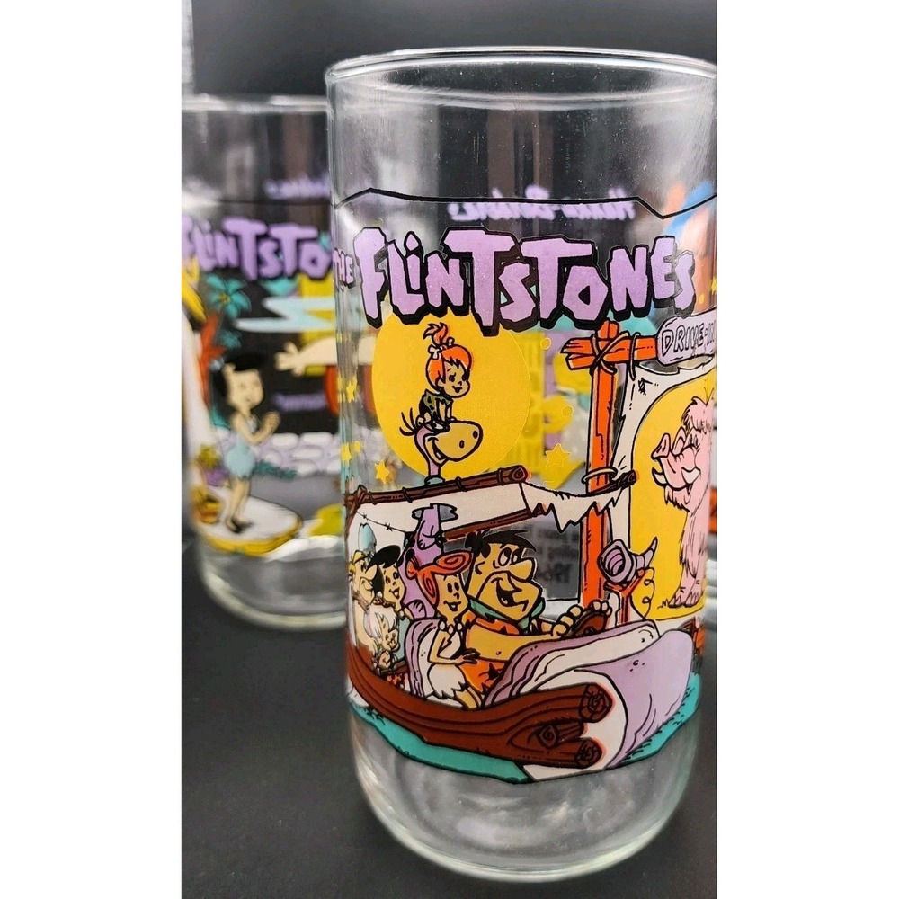 Vintage 1991 Flintstones Hanna-Barbera Hardee's The First 30 Years Glasses 2 - Picture 2 of 8